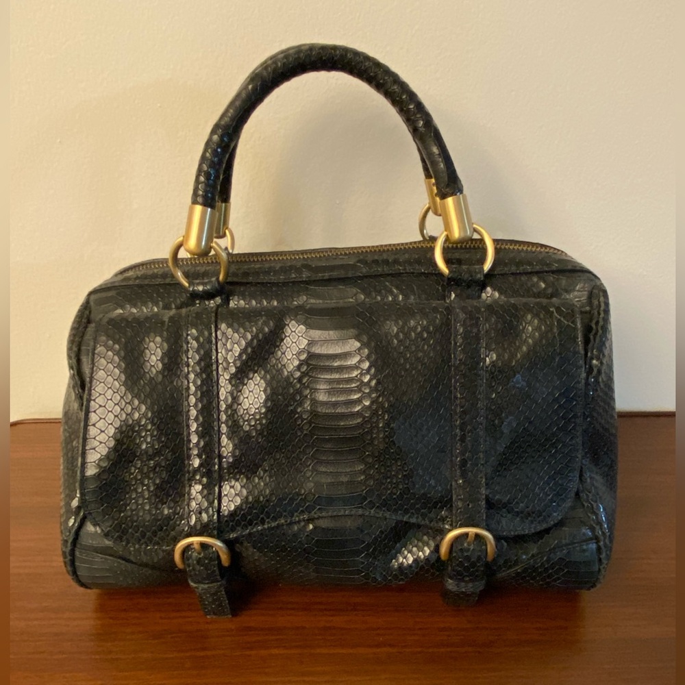 Talbots leather satchel handbag with snakeskin texture pattern